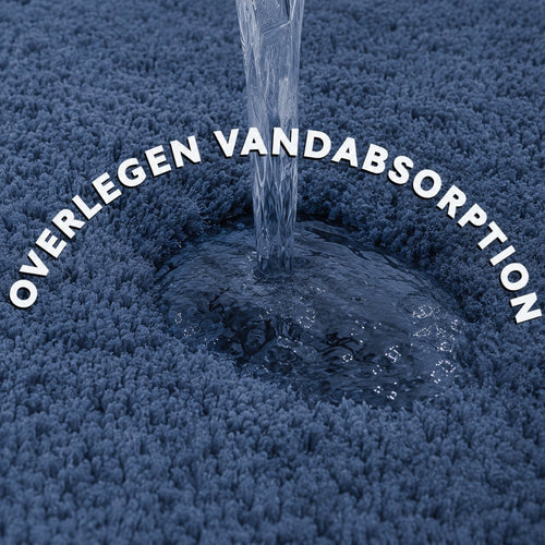 Blød Badeværelsesmåtte med Skridsikker Bund – Absorberende Bademåtte til Badeværelse, Toilet & Bruseniche