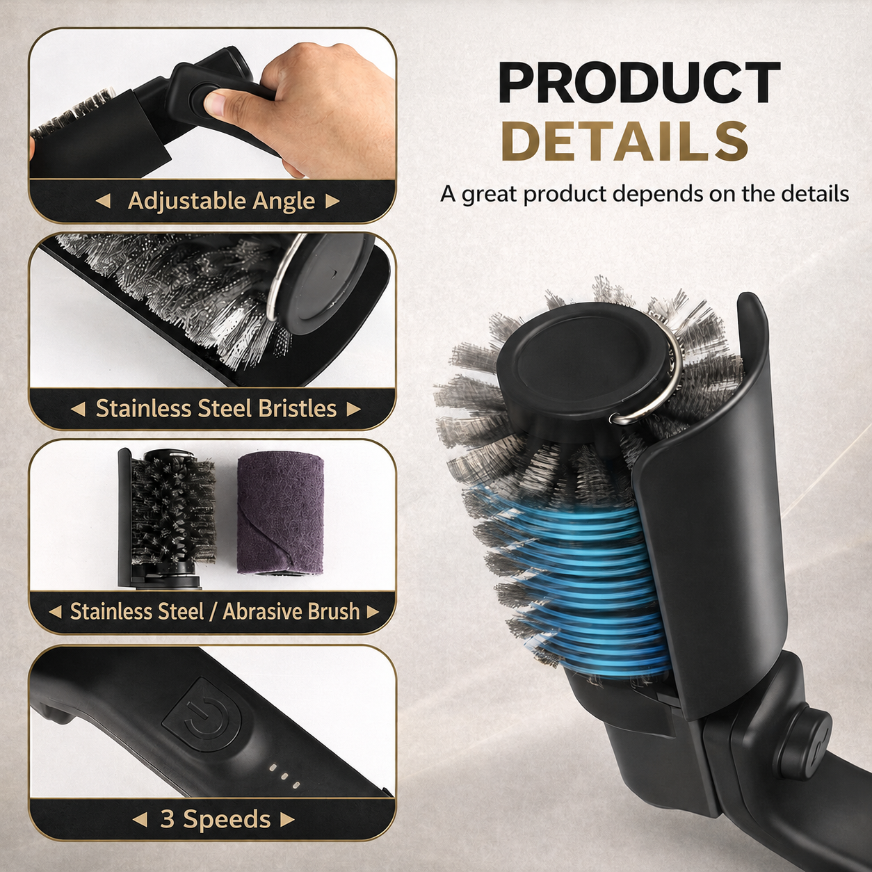 Electric BBQ Grill Brush – Cordless Grill Cleaner for BBQ & Outdoor Cleaning