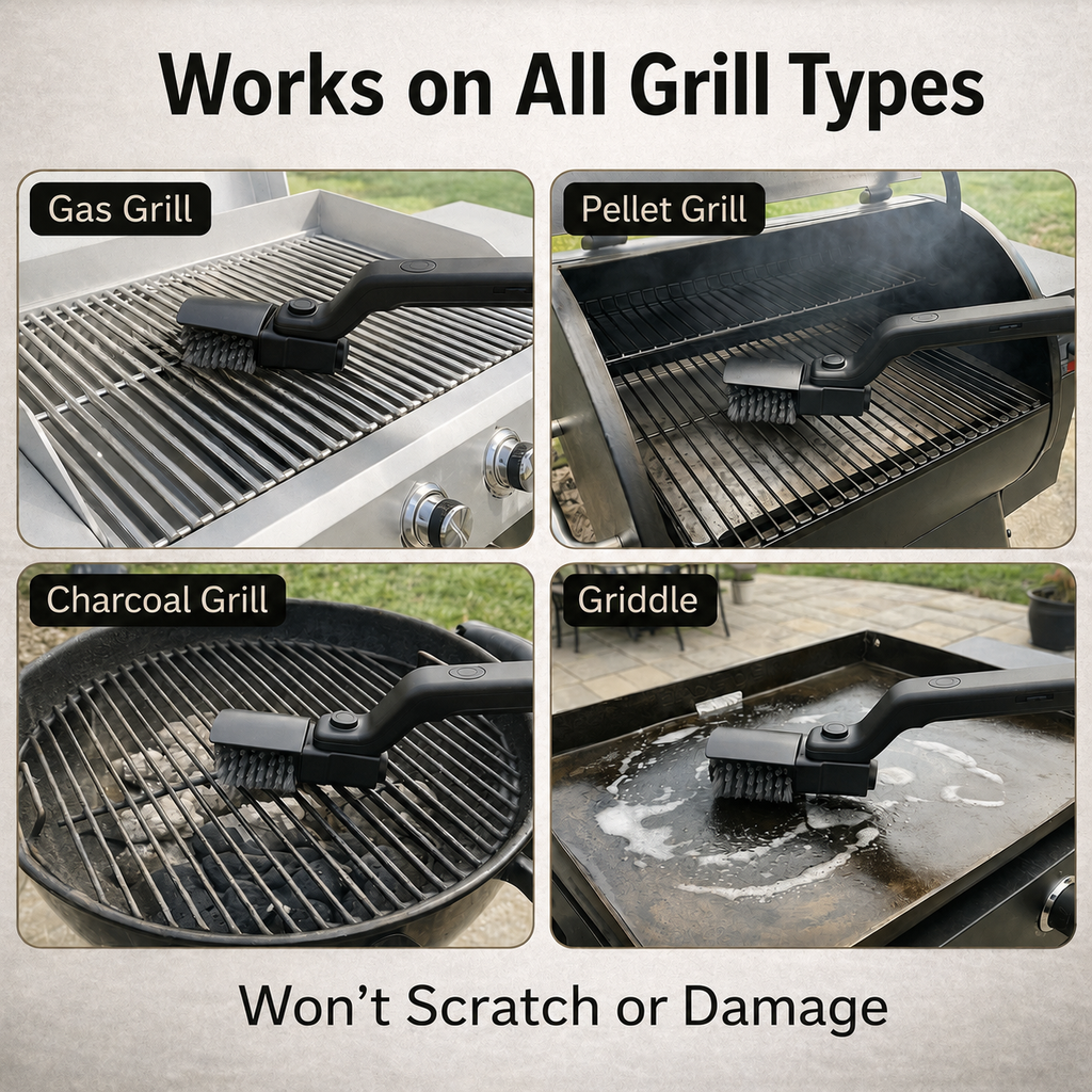 Electric BBQ Grill Brush – Cordless Grill Cleaner for BBQ & Outdoor Cleaning