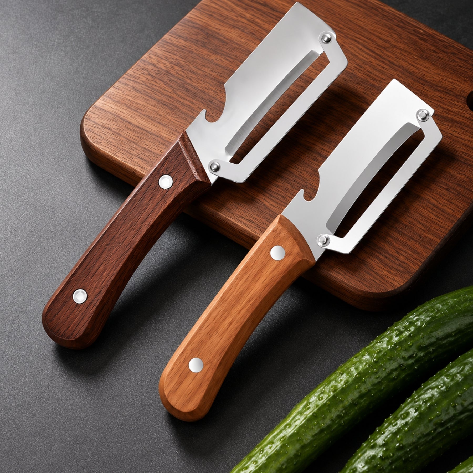 Stainless Steel Vegetable Peeler with Wooden Handle – Kitchen Peeler for Potatoes, Fruit & Vegetables