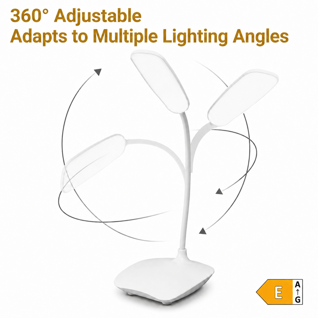 Rechargeable LED Desk Lamp – Dimmable Table Lamp with 3 Light Levels and USB Charging for Reading & Work