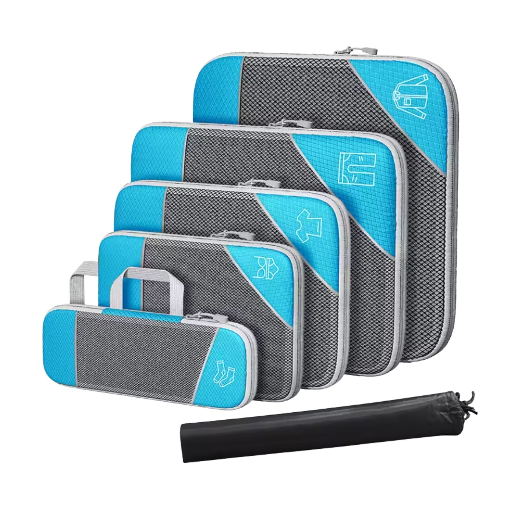 Travel Organizer Set with Compression – 6-Pack Packing Cubes for Suitcase & Travel