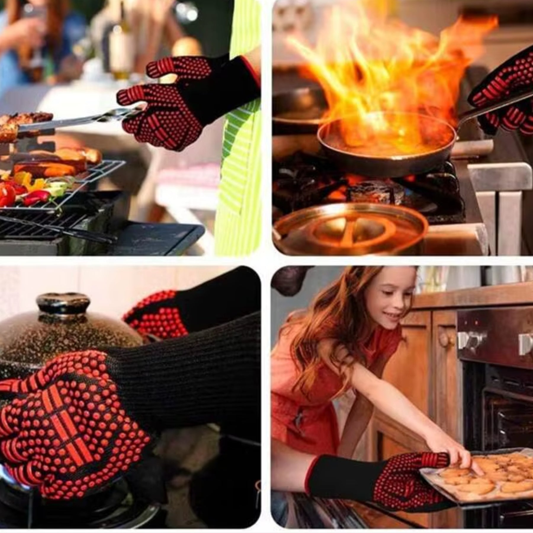 Heat-Resistant Silicone Grill Gloves – BBQ Gloves for Grill, Oven & Cooking