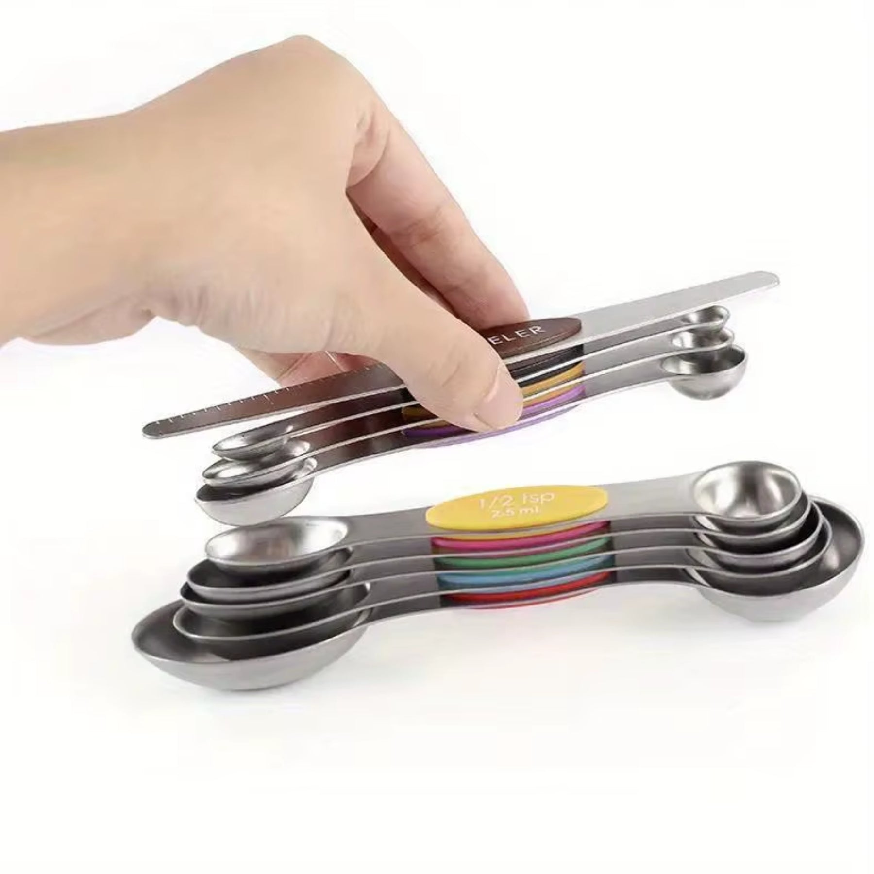 Stainless Steel Measuring Spoon Set – 9-Piece Magnetic Double-Sided Measuring Spoons for Baking & Cooking