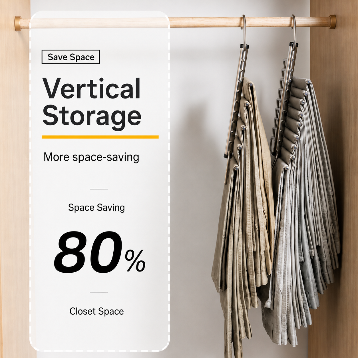 Space-Saving Trouser Hanger – Foldable Stainless Steel Pants Hanger with 5 or 9 Tiers