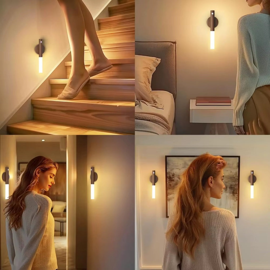 Wireless LED Wall Light with Motion Sensor – Rechargeable Magnetic Night Light for Bedroom, Stairs & Hallway