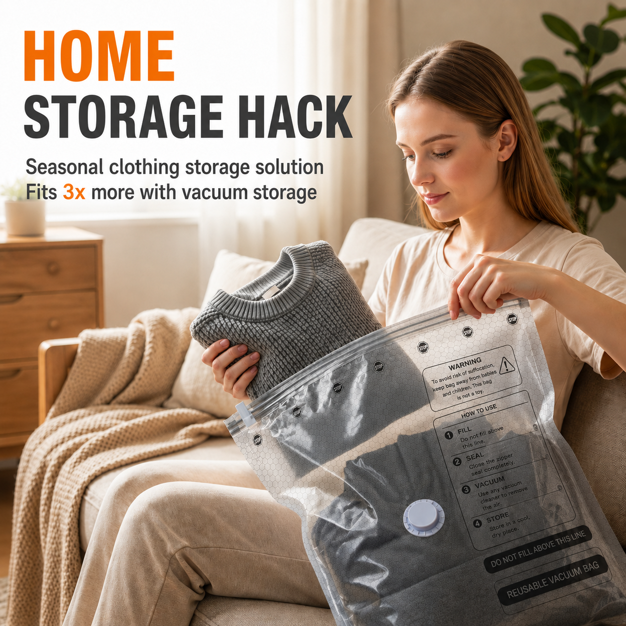 Vacuum Storage Bags with Electric Air Pump – Space-Saving Storage Bags for Clothes, Duvets & Wardrobe