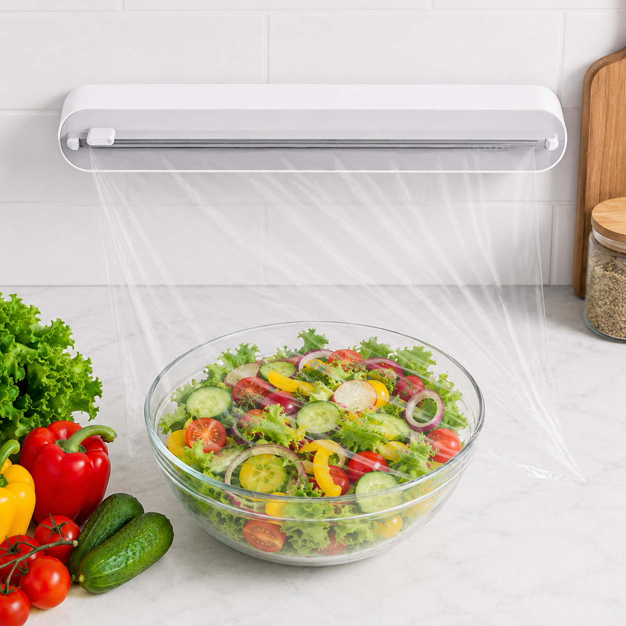 Magnetic Foil & Wrap Dispenser with Cutter – For Plastic Wrap, Aluminium Foil & Baking Paper